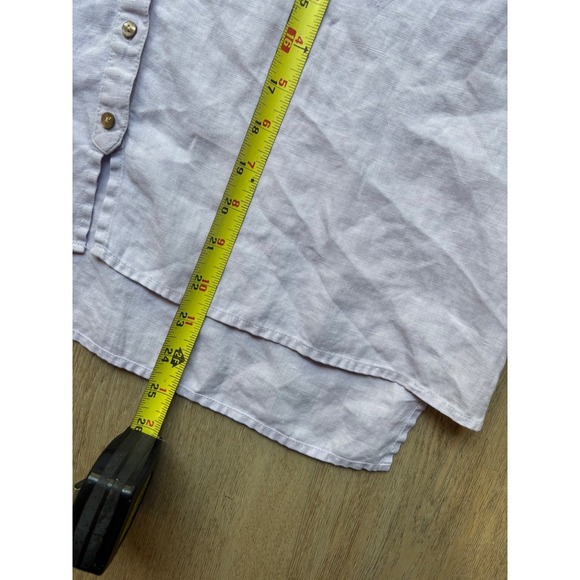 J. Jill Women's Large 100%  Linen Short Sleeve Button Down Shirt Lavender Purple - Picture 6 of 8